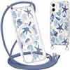 Coalbooliy Magnetica Custodia per iPhone 12 Pro/ 12 6,1 con Cordino, Trasparente Estivi Aesthetic Modello Oceano Disegni Cover Case Compatibile con MagSafe Collana Girocollo Femmina, 11