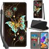 Haninsuze Cover per Samsung Galaxy A21s, farfalla verde | Pelle PU Portafoglio, Porta Carte, Magnetica, Libro, Antiurto Custodia