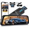 OiLiehu 9,66 Pollici Touchscreen 4K HD Mirror Dashcam con Telecamera Posteriore WiFi Dash Cam per Auto con G-Sensor/WDR/LCA/BSD/Monitor Parcheggio/Registrazione in Loop/Grandangolo 150°/Visione Nott
