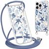 Coalbooliy Magnetica Custodia per iPhone 15 Pro 6,1 con Cordino, Trasparente Estivi Aesthetic Modello Oceano Disegni Cover Case Compatibile con MagSafe Protezione con Collana Girocollo Femmina, 11