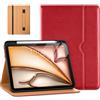 DTTO - Cover per iPad Air 11 M3/M2 (2025/2024), iPad Air 5a/4a generazione (2022/2020), a portafoglio, in pelle di alta qualità, con supporto per matita, spegnimento automatico, rosso
