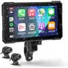 VECHTEL Navigatore Moto con Due Telecamere, 5 Pollice HD Touchscreen Navigazione per moto con Carplay Android Auto senza Fili, DVR, Impermeabile IP68, EQ, Bluetooth, Assistente Siri/Goo-gle, TPMS