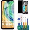 SRJTEK Kit di riparazione per schermo LCD di ricambio per Samsung Galaxy A14 4G SM-A145P SM-A145F SM-A145R Touch Digitizer (nero, con telaio)