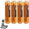 pingju Batteria AAA NiMH 630 mAh 1,2 V per Panasonic, 4 pezzi HHR-65AAABU, batterie ricaricabili AAA NiMH per telefoni cordless