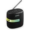 Pure Woodland - Mini altoparlante esterno con radio Bluetooth e DAB+/FM (impermeabile IP67, resistente, portatile, batteria da 17 ore, perfetto per giardino e campeggio), colore: Nero