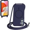 FMPCUON FNPCUON Cover Magnetica Silicone per Samsung Galaxy A14 4G/5G con Cordino,Compatibile con MagSafe,Custodia con Laccio Collana Tracolla Collo Sottile TPU Antiurto Protettiva Case con Corda.Blu