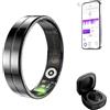 Rubu22a 2025 Nuovo Smart Ring Uomo Donna, Anello Fitness Tracker Anello per la Salute con Frequenza Cardiaca, SpO2, Tracker del Sonno, 100+ Modalità Sportive IP68 Impermeabile Smart Ring per Android e