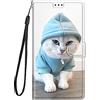 YKTO Dipinta Flip Cover per XiaomiRedmi Note 12 4G Funzione Chiusura Custodia Libro Pelle Carte Antiurto Magnetico Protettiva Slot Stand Cover Multifunzione Portafoglio Case Redmi Note12 4G,Gatto in felpa