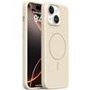 Mixroom - Custodia Cover Case per iPhone 14 Plus/iPhone 15 Plus in Tpu silicone liquido morbido compatibile con MagSafe con cerchio magnetico integrato Beige C09