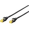 DIGITUS Cavo LAN Cat 6A - 0,25 m - S/FTP schermato - 10 Gbit/s - 500 MHz - PoE++ - AWG 26/7 - LSZH - Cavo di rete RJ45 - Compatibile con Cat6 e Cat7 - Nero