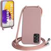 WenBaby Cover Compatible con Samsung Galaxy A72,Cellulare Girocollo Custodia con Cordino TPU Corda Silicone Case Bumper per Samsung Galaxy A72 Custodia, Rosa sabbia