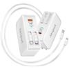 Jasput 4 in 1 Retractable Wall Charger with Dual Cables,40W Retractable Phone Charger Wall Plug with Dual USB Ports,20W USB C Chargers Block Fast Charging for iPhone 17 16 15 14 13,LG,Galaxy S24 23,Pixel