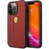 CG MOBILE Ferrari - Custodia protettiva in vera pelle per iPhone 13 Pro, con due linee nere, con facile scatto, assorbimento degli urti e logo firma