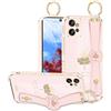 Yarxiawin Custodia per Motorola Moto G32, Sottile Morbido Accessori Case con Cordino & Anello Oro per Motorola G32 Cover Silicone Antiurto Elegante Estetica (Rosa)