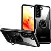 SORAKA Cover Trasparente per Samsung Galaxy S21 FE 5G con Supporto anello,Cover Acrilico trasparente Custodia Samsung Galaxy S21 FE 5G con piastra metallica per Supporto Auto Smartphone Magnetico