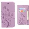 Ougger Cover per LG Q6 Custodia, Portafoglio PU Pelle Magnetico Morbido Silicone Flip Cover Protettivo Gomma Borsa Custodie per LG Q6 / M700, Striscia di Fiore (Luce Viola)