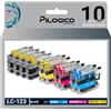 Pilogico 10 Cartucce Compatibili con LC-123 600 copie per Stampanti Brother LC123 DCP-J132W,DCP-J152W,DCP-J4110DW,DCP-J552DW,DCP-J752DW MFC-J470DW,MFC-J650DW,MFC-J4410DW,MFC-J4510DW,MFC-J4610DW