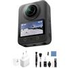 DJI Osmo 360 con accessori, fotocamera con immagini da 1 pollice, video nativi in 8K, foto da 120 MP, impermeabile, action cam per sport, vlog (Spina di ricarica + Set di pulizia)
