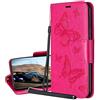 Laybomo Cover per Nokia 2.2 Custodia Pelle Stile-Farfalla Portafoglio Morbido TPU Silicone Magnetico Protezione Flip Cover Custodia Nokia 2.2 con Porta Carte di Credito (Rosso)