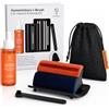 HumminGuru I-Brush-Kit di Pulizia per Dischi in Vinile,Antistatico,con Doppio Panno in Velluto,Spazzola per Dischi in Vinile, Soluzione per la Pulizia dei Dischi Senza Alcool+Portaspazzole LP (5 IN 1)