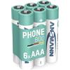 ANSMANN Micro AAA MaxE Tipo 800mAh Phone Batteria Ricaricabile ad Alta Capacita 6x Micro AAA HR03