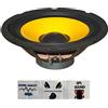 PLUG & SOUND 1 woofer W-088 altoparlante medio basso 20,00 cm 200 mm 8 da 75 watt rms 150 watt max impedenza 8 ohm per casa, 92 db, 1 pezzo + 3 adesivi