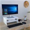 Henor Supporto monitor Rialzo Tv in legno con vassoio estraibile 42 x 32 x 18 cm. Portata 50 kg. Bianco