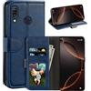 UOGNADGD Custodia in Pelle a Libretto Compatibile con Asus Zenfone Max M1 ZB555KL Portafoglio con Slot per Carte, Chiusura Magnetica, RFID Antiurto (Blu)
