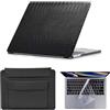 HLAAJJX Custodia Protettiva per MacBook Air 13 Pollici Cover M1 2018-2021 A2337 A2179 A1932 con Touch ID,Pelle Plastica Custodia Rigida & Laptop Sleeve Borse & Tastiera Cover,Crodidle Nero