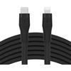 Belkin BoostCharge Flex Cavo da USB Type C a Lightning in silicone (3 m), certificazione MFi, ricarica rapida USB-C PD da 20 W, per iPhone 14/14 Plus, 13, 12, Pro, Max, mini, SE, iPad e altri - Nero