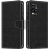 Shantime Custodia pelle effetto legno per Blackview BV4800 SE - Nero | 6.56 Custodia flip con chiusura magnetica, portacarte e guscio portafoglio a protezione totale