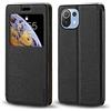 Shantime Custodia Flip in Pelle con Finestra Compatibile con Xiaomi 11 Lite 5G NE, Display Visibile, Chiusura Magnetica Invisibile e Slot Carta(Nero)