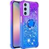YKTO Morbido Gel TPU per Samsung Galaxy A15 5G Custodia Trasparente Liquid Glitter PC Sigillato Rivestimento Antigraffio con Periferia Antiscivolo Design Dentellato Adatto per Galaxy A15 5G Case,Blu Viola