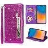 FERLAN Custodia per Huawei P30 Lite,in Premium pelle brillante con glitter e Slot Schede,Stand Funzione,per Huawei P30 Lite telefono (Viola)