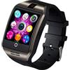 BYDPBS Smartwatch Android Full Touch per Donne Uomini Bambini, con Slot per Scheda SIM, Contapassi, Fotocamera, Avviso di Notifica dei Messaggi Orologio,Nero