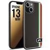 CUSTOMIZZA - Custodia cover nera morbida in tpu compatibile per iPhone 13 MINI effetto fibra di carbonio bandiera Italia made in Italy