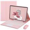HLTOOP Custodia con Tastiera per Samsung Galaxy Tab A8 10.5 Modello SM-X200 X205 X207, Tastiera Bluetooth Ricaricabile con Touchpad, Portapenne Integrato, Mouse per Tablet,Rosa