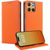 MOJIA Cover per Motorola Moto G15 / G15 Power, [Forte Chiusura Magnetica] Case Portafoglio in Pelle PU Premium, Custodia a Libro per Telefono con Porta Carte. Arancia