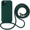 Hadwii Custodia con Cordino per iPhone 13 Pro, Cover con Regolabile Collana, Morbido Silicone Case con Laccio Tracolla [Antiurto] [AntiGraffio] Custodia per iPhone 13 Pro, Verde scuro