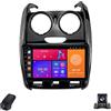 Generico Autoradio Android CarPlay per Renault Duster Dacia Duster 2015-2021 Autoradio Multimediale da 9-Inch con Touchscreen/SWC/Bluetooth/Radio FM/WIFI/GPS/Telecamera Posteriore/ADAS DVR(X2)