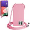 WenBaby Cover Compatible con Samsung Galaxy A22 5G,Cellulare Girocollo Custodia con Cordino TPU Corda Silicone Case Bumper per Samsung Galaxy A22 5G Custodia, Rosa
