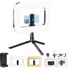 LLELEMAMO Rechargeable Selfie Portable Ring Light - Adjustable Bicolor Fill Light with Cordless Square Design, LED Mobile Video Stabilizer with Built-in 4400mAh Battery for Camera, Smartphone (Type B)