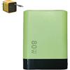 Generisch Caricatore GaN 3 in 1, scalabile da 80 W, con cavo di tipo C e 2 porte USB, spina da parete retrattile per telefono, laptop (verde)