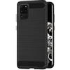 COPHONE® - Cover Nero Compatible Samsung Galaxy S20 PLUS in Fibra di Carbonio, Antiscivolo. Custodia Galaxy S20 PLUS Silicone Molle Black, Anti-Urto