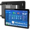 NORQIN PC Panel Industriale Integrato 15,6 Pollici,All-in-One Touchscreen Senza Ventola,Monitor Capacitivo IP65,1920×1080 FHD,Windows 11 Pro,per Chioschi,Fabbriche,kiosco(I7 10th Gen,8G+128G)