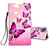 HopMore Cover a Libro per iPhone 13 / iPhone 14 in Pelle con Silicone Morbido Custodie iPhone 13 / iPhone 14 Portafoglio Disegni Custodia Antiurto 360 Gradi Accessori Leather Case - Farfalla/Rosa