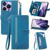 MOJIA Custodia Portafoglio per Oukitel C69 / C69 Pro, Pelle PU Flip Cover per Telefono con Guscio Interno in TPU, Multifunzione Porta Carte con Cinturino Polso. Blu