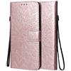 LEMORRY Custodia per Nokia G50, Cover Nokia G50 Custodia in Pelle [TPU Silicone Interno] [Scheda Slot] Cuoio Portafoglio Borsa Flip Case per Nokia G50, Fiorire (Rose Oro)