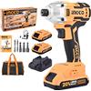 Ingco Cirli2002 Avvitatore A Impulsi A Batteria 20 V Al Lito attacco 1/4 2 Batterie E Borsa Inclusi Motore Senza Spazzole Brushless