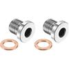 PATIKIL 2 Pcs Tappo Filettato Metric M12 X 1.25, Adattatore Per Tubi In Acciaio Inox 304 Con Testa A Bussola Interna E Rondella In Rame Per Tenuta Di Olio Gas Acqua